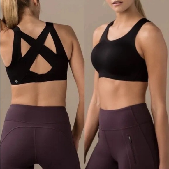lululemon athletica Other - Lululemon Enlite Bra Black Sports Ultralu Strappy
Criss Cross Cutout Size 36DD